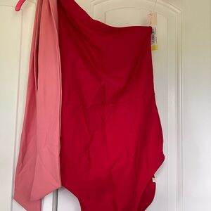 Summersalt The Bow-Shoulder Sidestroke Red/Pink Size 4 NWT